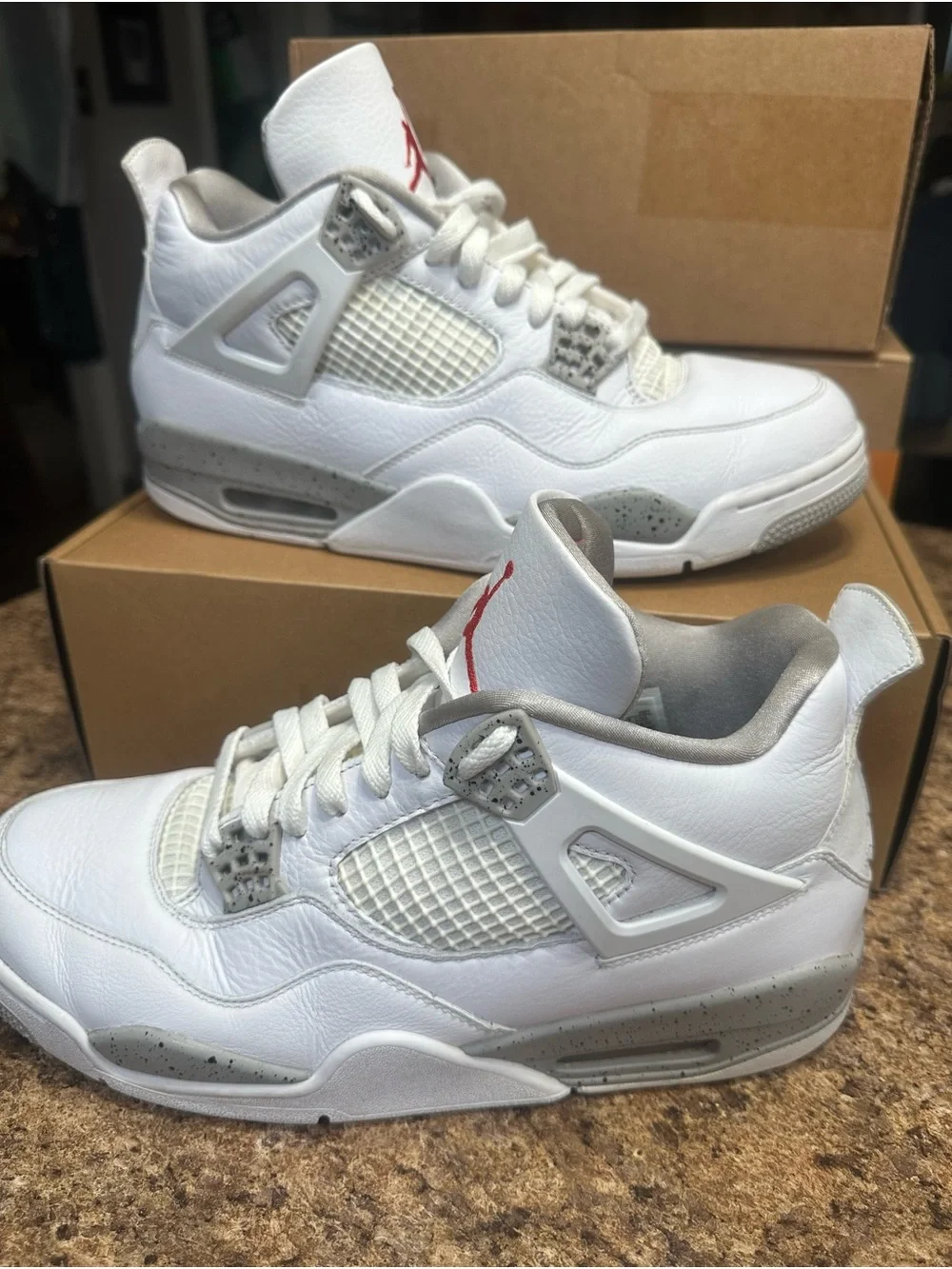 Jordan 4 Retro Mens White Oreo Shoes 10